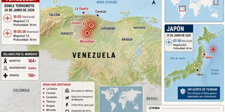 Más de 160 muertos y casi 1.000 desaparecidos: Venezuela colapsa tras el doble terremoto que también ha sacudido Japón