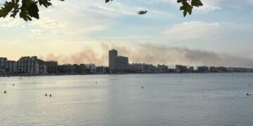 Un incendio en Peñíscola obliga a movilizar cinco medios aéreos por la cercanía de varias viviendas