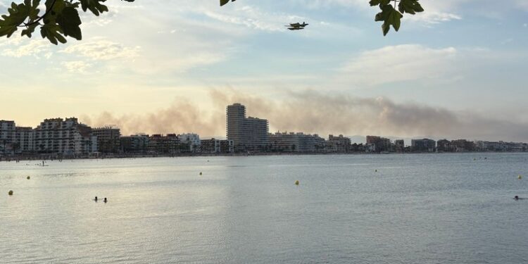 Un incendio en Peñíscola obliga a movilizar cinco medios aéreos por la cercanía de varias viviendas
