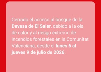 La Policía Local de Valencia cierra los accesos a la Devesa de El Saler por riesgo extremo de incendios