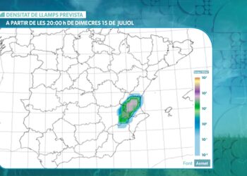 Una línea de fuertes tormentas cruzará la Comunitat Valenciana de sur a norte con riesgo de granizo y rachas de viento huracanadas