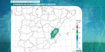 Una línea de fuertes tormentas cruzará la Comunitat Valenciana de sur a norte con riesgo de granizo y rachas de viento huracanadas