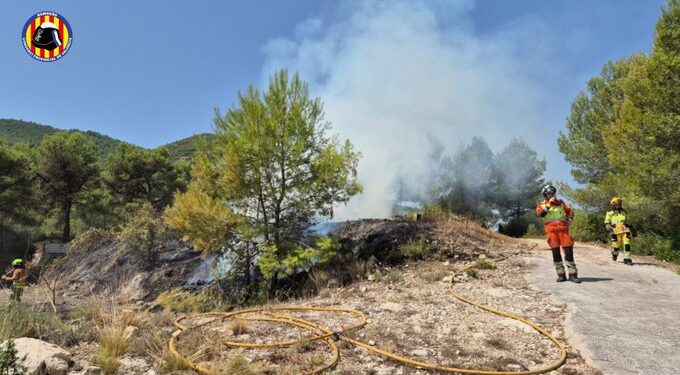 Los bomberos dan por controlado un incendio de vegetación en Ayelo de Malferit tras una rápida intervención