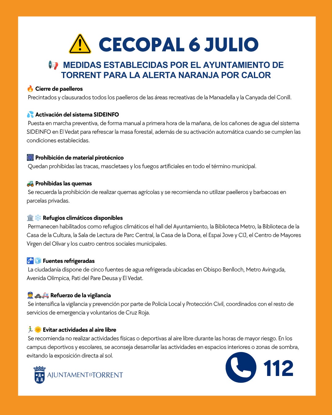 Torrent activa un plan de contingencia preventivo con refugios climáticos y restricciones forestales ante la ola de calor 2 WhatsApp Image 2026 07 06 at 13.59.13