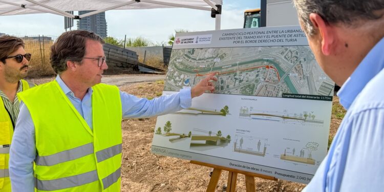 El camino ciclopeatonal del Grau cruzará el Túria con una pasarela de 54 metros preparada para soportar grandes avenidas