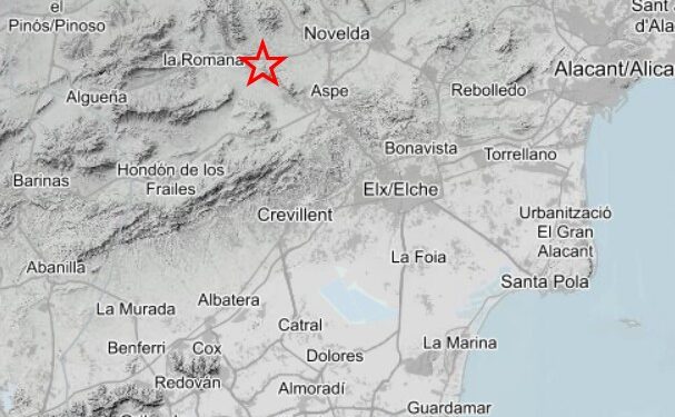 Un seísmo de 1,7 grados a 62 km de profundidad se registra en La Romana (Alicante)