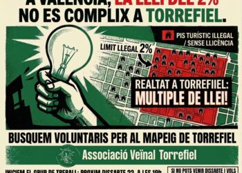 La Asociación Vecinal de Torrefiel denuncia el incumplimiento masivo del límite del 2% de pisos turísticos