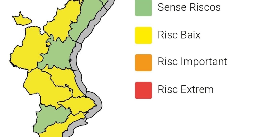 La CV activa este sábado la alerta amarilla por fuertes tormentas, lluvias y altas temperaturas 1 La CV activa este sábado la alerta amarilla por fuertes tormentas, lluvias y altas temperaturas