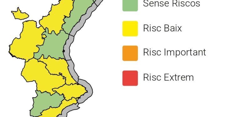 La CV activa este sábado la alerta amarilla por fuertes tormentas, lluvias y altas temperaturas 1 La CV activa este sábado la alerta amarilla por fuertes tormentas, lluvias y altas temperaturas