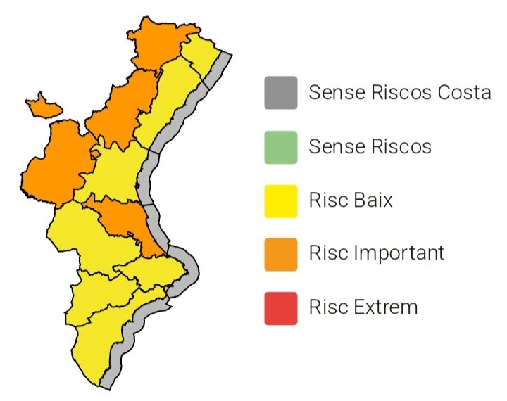 Elevan las alertas meteorológicas en Valencia y Castelló por fuertes tormentas