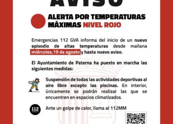 Alerta roja por temperaturas máximas en la CV: Paterna activa medidas de emergencia