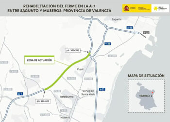 Transportes licita por 10,1 millones de euros la rehabilitación del firme de la A-7 entre Sagunto y Museros