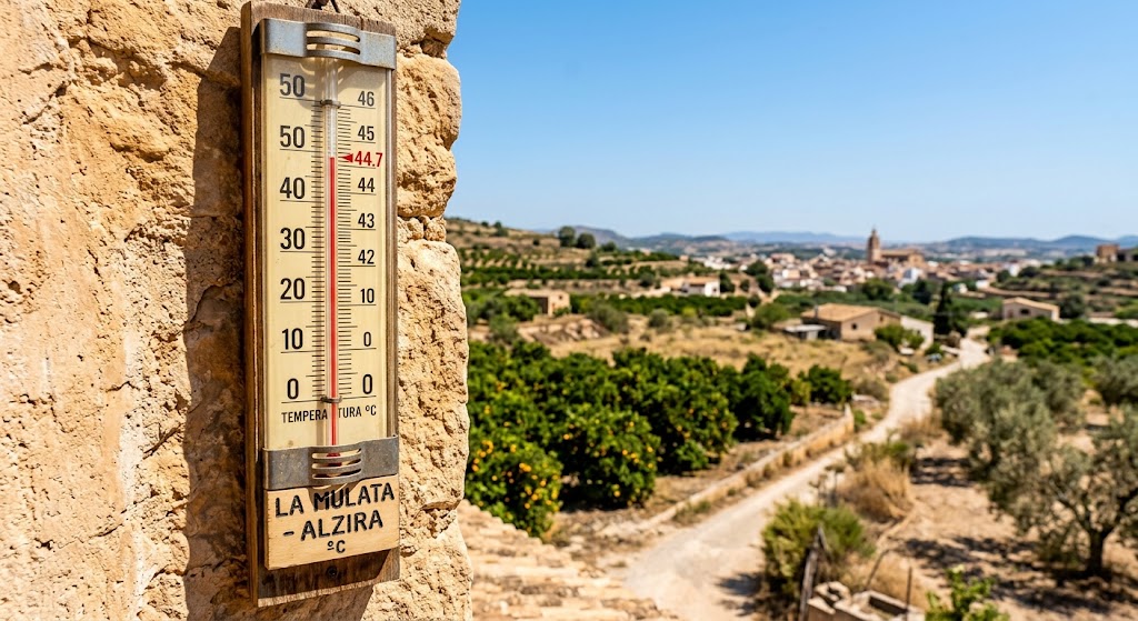El poniente dispara las temperaturas en la CV y llega a los 44,7ºC en Alzira 1 El poniente dispara las temperaturas en la CV y llega a los 44,7ºC en Alzira
