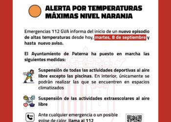 Paterna activa la alerta naranja por altas temperaturas y suspende la actividad al aire libre