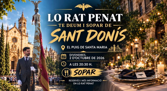 Lo Rat Penat prepara los actos del 9 de Octubre con un Te Deum solemne en El Puig y la tradicional Cena de San Donis 1 Lo Rat Penat prepara los actos del 9 de Octubre con un Te Deum solemne en El Puig y la tradicional Cena de San Donis