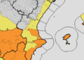 La AEMET mantiene la alerta naranja en el litoral sur de Valéncia y Alicante por lluvias torrenciales de hasta 120 litros
