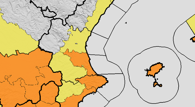 La AEMET mantiene la alerta naranja en el litoral sur de Valéncia y Alicante por lluvias torrenciales de hasta 120 litros 1 La AEMET mantiene la alerta naranja en el litoral sur de Valéncia y Alicante por lluvias torrenciales de hasta 120 litros