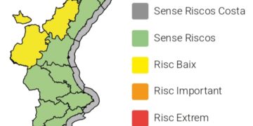 Emergencias activa la alerta amarilla por fuertes lluvias en el interior de Valéncia y Castellón