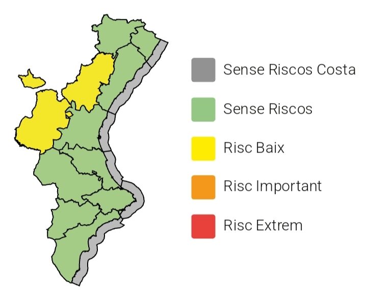 Emergencias activa la alerta amarilla por fuertes lluvias en el interior de Valéncia y Castellón 1 Emergencias activa la alerta amarilla por fuertes lluvias en el interior de Valéncia y Castellón