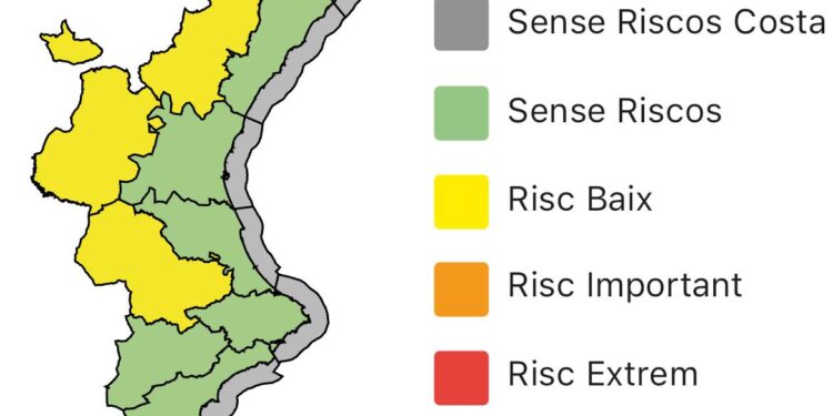 Emergencias: alerta amarilla por tormentas en el interior de Valéncia y Castelló a partir de las 15:00 horas