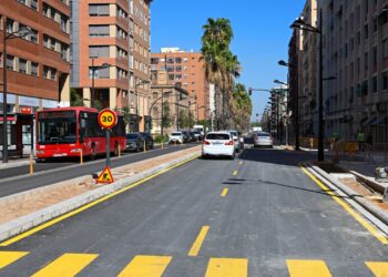 Valéncia reabre el eje Giorgeta-Pérez Galdós al tráfico con dos carriles por sentido ante el inicio del curso escolar