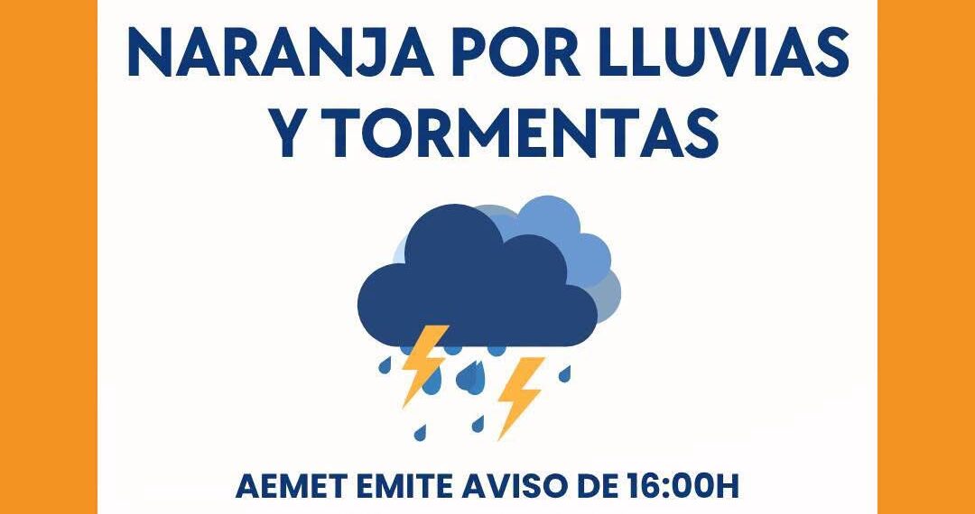 Torrent decreta el aviso naranja por intensas lluvias y tormentas para este miércoles 1 Torrent decreta el aviso naranja por intensas lluvias y tormentas para este miércoles