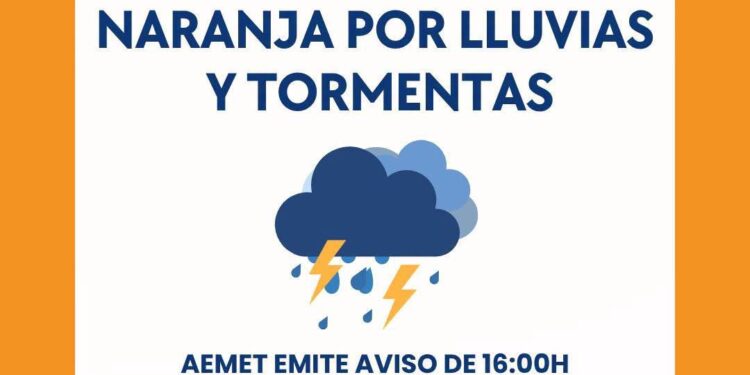 Torrent decreta el aviso naranja por intensas lluvias y tormentas para este miércoles