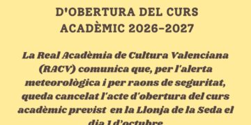 La Real Acadèmia de Cultura Valenciana suspén el seu inici de curs per l'orage