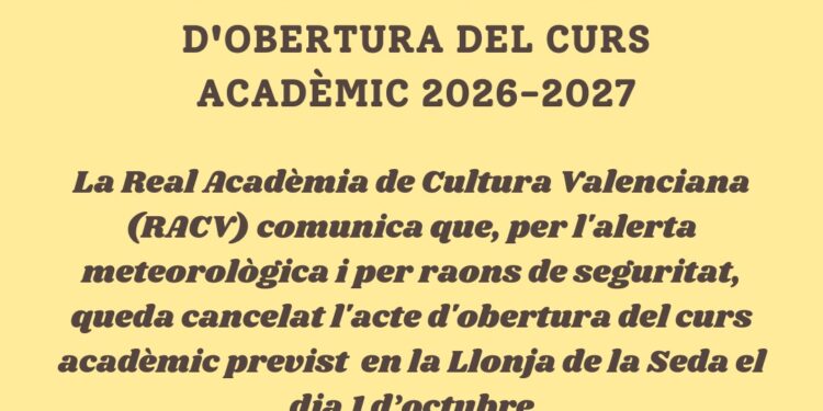 La Real Acadèmia de Cultura Valenciana suspén el seu inici de curs per l'orage 1 La Real Acadèmia de Cultura Valenciana suspén el seu inici de curs per l'orage