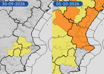 Aviso amarillo esta tarde y alerta naranja por lluvias intensas mañana tarde en la Comunitat Valenciana