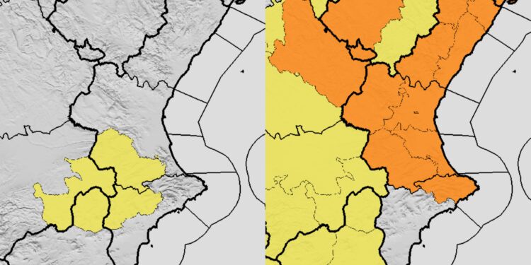 Aviso amarillo esta tarde y alerta naranja por lluvias intensas mañana tarde en la Comunitat Valenciana 1 Aviso amarillo esta tarde y alerta naranja por lluvias intensas mañana tarde en la Comunitat Valenciana