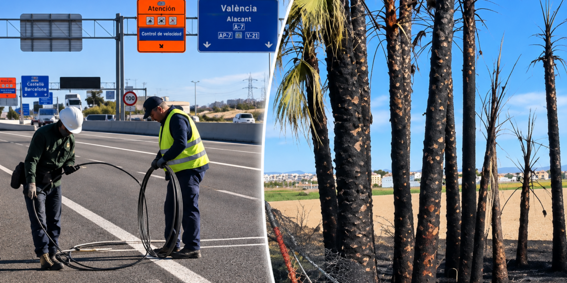 Caos en los accesos norte de Valencia: la caída de un cable de alta tensión obliga a cortar la V-21 en ambos sentidos 1 Caos en los accesos norte de Valencia: la caída de un cable de alta tensión obliga a cortar la V-21 en ambos sentidos