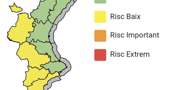 Emergencias decreta la alerta amarilla por precipitaciones intensas y tormentas en el interior de Valencia y el sur de Alicante 1 Emergencias decreta la alerta amarilla por precipitaciones intensas y tormentas en el interior de Valencia y el sur de Alicante