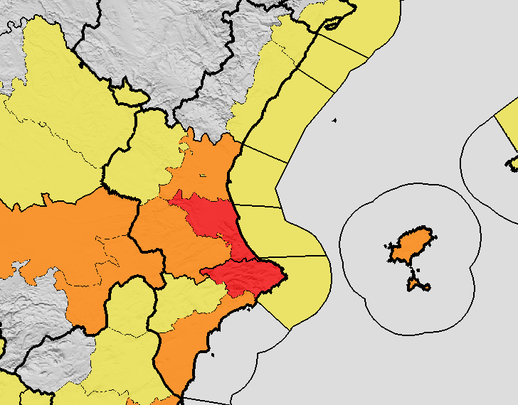 AEMET eleva a ALERTA ROJA las lluvias para el domingo y aumenta la alerta naranja
