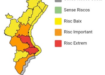 La GVA Emergencias decreta la alerta roja por lluvias extremas en el litoral de Valéncia y Alicante