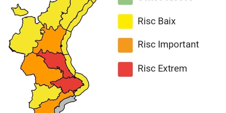 La GVA Emergencias decreta la alerta roja por lluvias extremas en el litoral de Valéncia y Alicante 1 La GVA Emergencias decreta la alerta roja por lluvias extremas en el litoral de Valéncia y Alicante