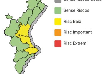 Emergencias activa la alerta amarilla por lluvias en todo el litoral de Valéncia y el norte de Alicante ante la inestabilidad meteorológica