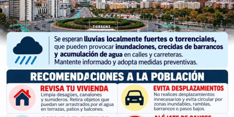 Torrent activa el CECOPAL y decreta el cierre de parques y la suspensión de actividades en la vía pública ante el aviso naranja de la AEMET este domingo 1 Torrent activa el CECOPAL y decreta el cierre de parques y la suspensión de actividades en la vía pública ante el aviso naranja de la AEMET este domingo