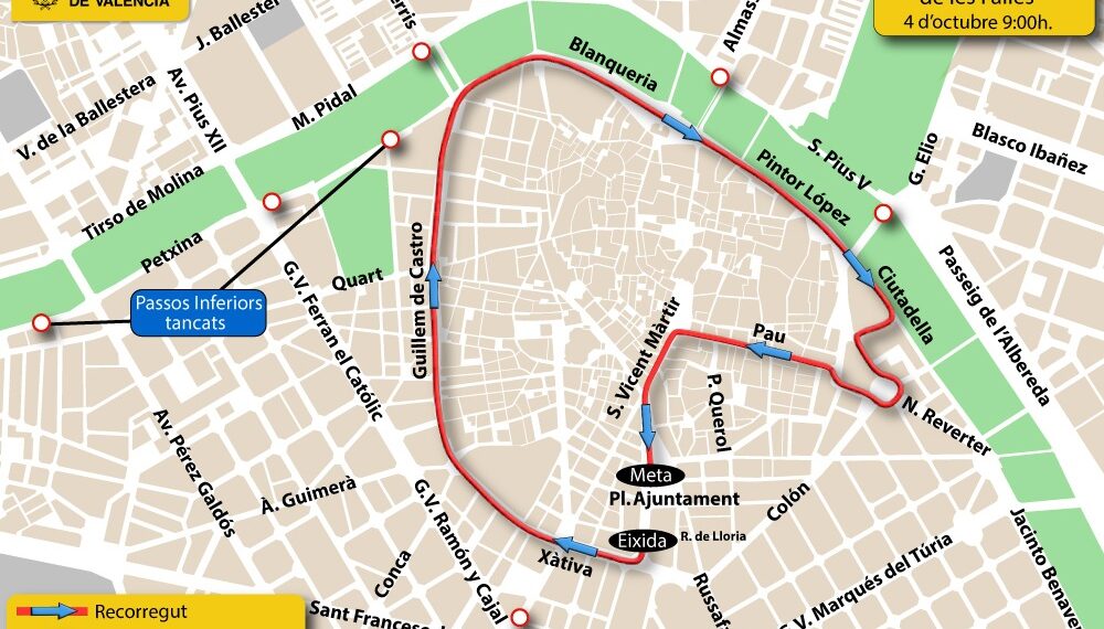 La XVI ‘Volta a Peu de les Falles’ cerrará este domingo el circuito urbano de carreras y provocará cortes de tráfico en el centro de Valéncia 1 La XVI ‘Volta a Peu de les Falles’ cerrará este domingo el circuito urbano de carreras y provocará cortes de tráfico en el centro de Valéncia