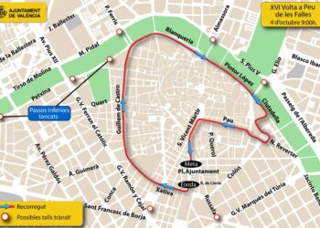 La XVI ‘Volta a Peu de les Falles’ cerrará este domingo el circuito urbano de carreras y provocará cortes de tráfico en el centro de Valéncia