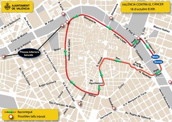 Atención conductores: Valencia restringe el tráfico y el aparcamiento desde el sábado por la Carrera contra el Cáncer