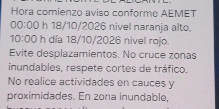 Alerta máxima en el litoral valenciano: la Generalitat activa el sistema Es-Alert ante el riesgo de lluvias extremas y DANA