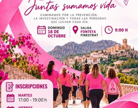 Finestrat se teñirá de rosa el 18 de octubre en una marcha solidaria contra el cáncer de mama 1 Finestrat se teñirá de rosa el 18 de octubre en una marcha solidaria contra el cáncer de mama