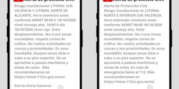 La Generalitat Valenciana activa el sistema Es-Alert de forma diferenciada según el nivel de riesgo por temporal